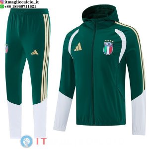 Giacca a Vento e Pantaloni Italia 2026 Verde Bianco