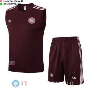 Senza Maniche Set Completo Maglia Bayern Monaco 2025/2026 Borgogna