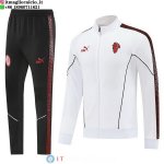 Giacca Full Zip e Pantaloni Allenamento AC Milan 25-26 Bianco Nero