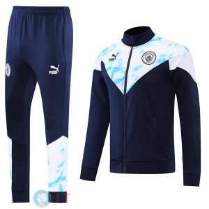 Giacca Set Completo Lunga Zip Manchester city 22-23 Blu Bianco