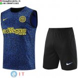 Senza Maniche Set Completo Maglia Inter Milan 2023/2024 Blu Giallo Nero