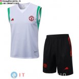 Senza Maniche Set Completo Maglia Manchester United 2023/2024 Bianco Verde Nero