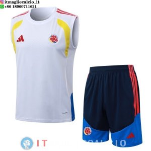 Senza Maniche Set Completo Maglia Colombia 2026 Bianco Giallo