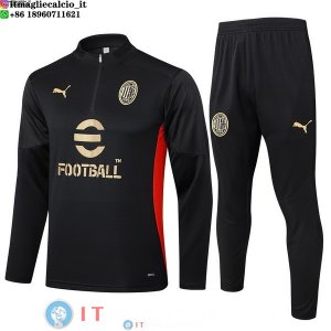 Felpa Da Allenamento Set Completo AC Milan 24-25 Nero Rosso