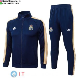 Giacca Full Zip e Pantaloni Allenamento Real Madrid 26-27 Blu Navy Giallo