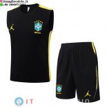 Senza Maniche Set Completo Maglia Brasile 2026 Nero Giallo