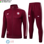 Giacca Set Completo Lunga Zip Bayern Monaco 25-26 Borgogna Bianco Giacca Set Completo Lunga Zip Bayern Monaco 25-26 Borgogna Bianco