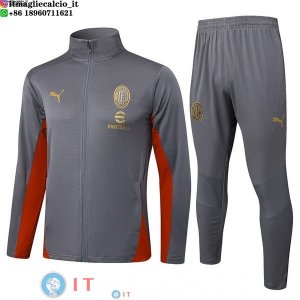 Giacca Lunga Zip Set Completo AC Milan 24-25 Grigio Rosso
