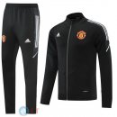 Giacca Set Completo Lunga Zip Manchester United 22-23 Nero Grigio