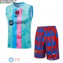 Senza Maniche Set Completo Maglia Barcellona 2023/2024 Verde Rosa Rosso