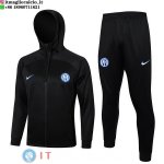 Giacca Felpa Cappuccio Set Completo Bambino Inter Milan 24-25 Nero