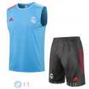 Senza Maniche Set Completo Maglia Real Madrid 2021/2022 Blu Grigio