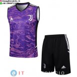 Senza Maniche Set Completo Maglia Juventus 2023/2024 Purpureo I Nero