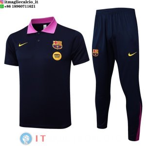 POLO Maglia Set Completo Barcellona 2025/2026 Blu Navy Purpureo