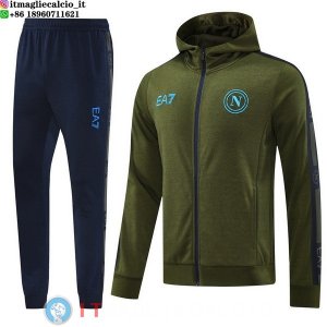 Giacca Felpa Cappuccio Set Completo Napoli 24-25 Blu Verde