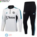 Felpa Da Allenamento Set Completo Manchester United 23-24 Bianco I Nero