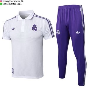 POLO Maglia Set Completo Real Madrid 2025/2026 Bianco Purpureo