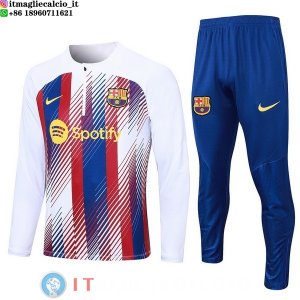 Felpa Da Allenamento Set Completo Barcellona 23-24 Bianco Rosso Blu