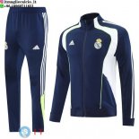 Giacca Lunga Zip Set Completo Real Madrid 25-26 Blu Navy Bianco Giacca Lunga Zip Set Completo Real Madrid 25-26 Blu Navy Bianco