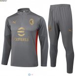 Felpa Da Allenamento Set Completo AC Milan 24-25 Grigio Rosso