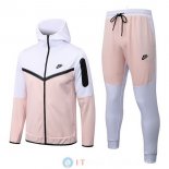 Giacca Felpa Cappuccio Set Completo Nike 22-23 Bianco Rosa
