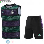 Senza Maniche Set Completo Maglia Real Madrid 2023/2024 Purpureo Verde Nero