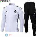 Giacca Lunga Zip Set Completo Real Madrid 25-26 Bianco Nero