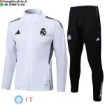 Giacca Lunga Zip Set Completo Real Madrid 25-26 Bianco Nero