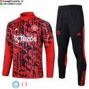 Felpa Da Allenamento Set Completo Manchester United 23-24 Rosso Nero