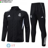 Giacca Full Zip e Pantaloni Allenamento Real Madrid 25-26 Nero Bianco Giacca Full Zip e Pantaloni Allenamento Real Madrid 25-26 Nero Bianco