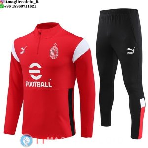 Felpa Da Allenamento Set Completo AC Milan 23-24 Rosso Nero