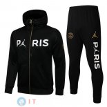 Giacca Felpa Cappuccio Set Completo Paris Saint Germain 21-22 Nero Bianco Giallo