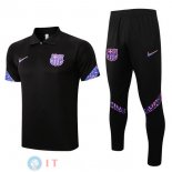 POLO Maglia Set Completo Barcellona 2022/2023 Nero Purpureo