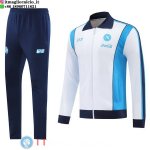 Giacca Full Zip e Pantaloni Allenamento Napoli 2025/2026 Bianco II Blu Giacca Full Zip e Pantaloni Allenamento Napoli 2025/2026 Bianco II Blu
