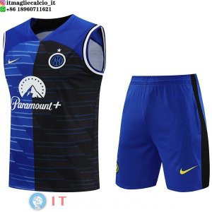 Senza Maniche Set Completo Maglia Inter Milan 2023/2024 Blu I Nero