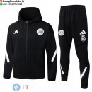 Giacca con Cappuccio e Zip Completa e Pantaloni Ajax 2025/2026 Nero Bianco