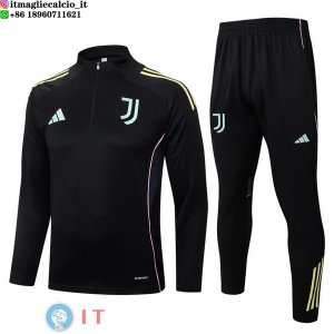 Felpa Da Allenamento Bambino Set Completo Juventus 25-26 Nero Rosa
