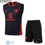 Senza Maniche Set Completo Maglia AC Milan 2025/2026 Nero Rosso Senza Maniche Set Completo Maglia AC Milan 2025/2026 Nero Rosso