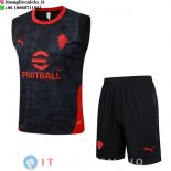 Senza Maniche Set Completo Maglia AC Milan 2025/2026 Nero Rosso