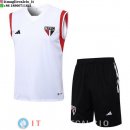 Senza Maniche Set Completo Maglia São Paulo 2023/2024 Bianco Rosso Nero