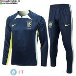 Felpa Da Allenamento Set Completo Brasile 2023 Blu Navy Verde