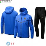 Giacca Felpa Cappuccio Set Completo Barcellona 23-24 Blu Nero
