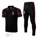 POLO Maglia Set Completo AC Milan 2022/2023 Nero Rosso