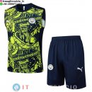 Senza Maniche Set Completo Maglia Manchester city 2024/2025 Blu Navy Verde