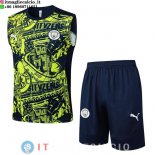 Senza Maniche Set Completo Maglia Manchester city 2024/2025 Blu Navy Verde Senza Maniche Set Completo Maglia Manchester city 2024/2025 Blu Navy Verde