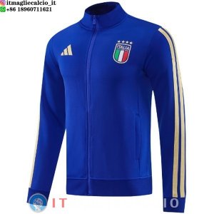 Giacca Lunga Zip Italia 2026 Blu Giallo
