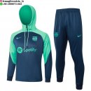 Giacca Felpa Cappuccio Set Completo Bambino Barcellona 23-24 Verde Blu