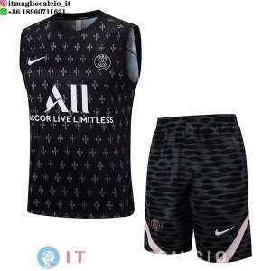 Senza Maniche Set Completo Maglia Paris Saint Germain 2023/2024 Nero Rosa Bianco