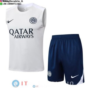 Senza Maniche Set Completo Maglia Inter Milan 2025/2026 Bianco Blu