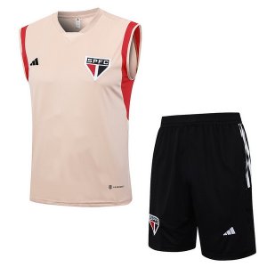 Senza Maniche Set Completo Maglia São Paulo 2023/2024 Giallo Arancione